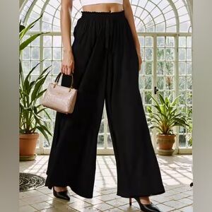 SHEIN Curve black wide leg cropped tie waist pants size 3x